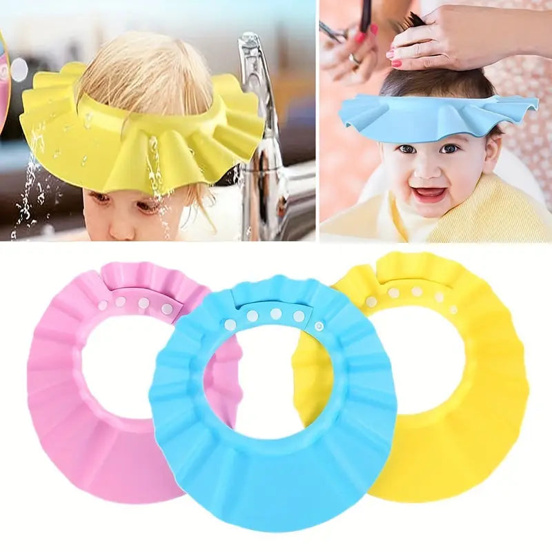 Soft Baby Shower Cap Hair Wash Bath Hat Adjustable Head Shampoo Cap Infant
