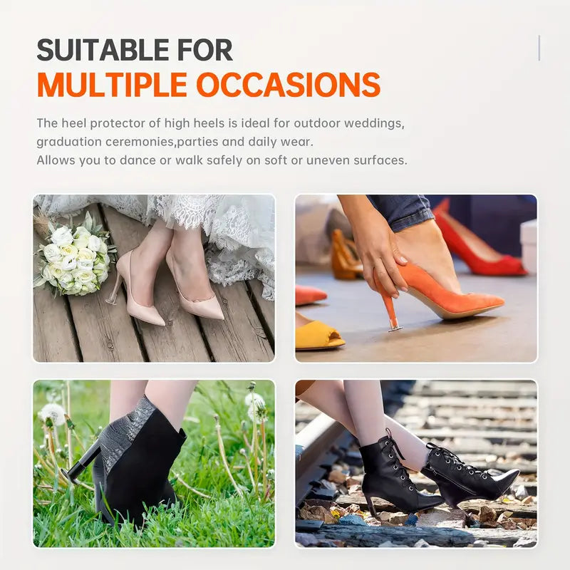 3 pairs of High Heel Protectors, Anti-Slip Silicone Heel Covers, Latin Dance Shoes Inserts, Wedding Heels Protection, Plastic Material, Black