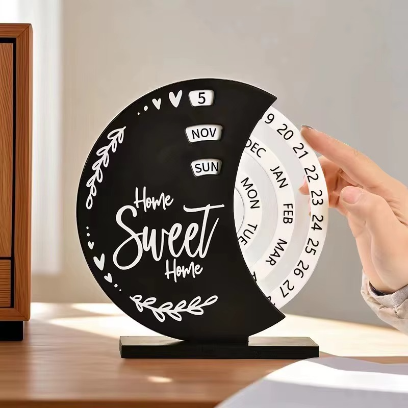 Creative Eco-Friendly Manual Rotating Desk Calendar Home Decor
