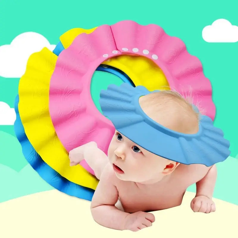 Soft Baby Shower Cap Hair Wash Bath Hat Adjustable Head Shampoo Cap Infant