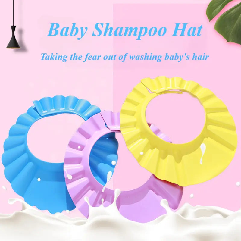 Soft Baby Shower Cap Hair Wash Bath Hat Adjustable Head Shampoo Cap Infant