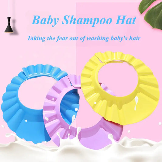 Soft Baby Shower Cap Hair Wash Bath Hat Adjustable Head Shampoo Cap Infant
